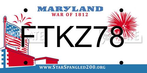 FTKZ78 Maryland License Plate