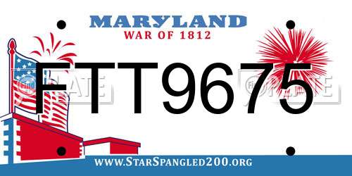 FTT9675 Maryland License Plate