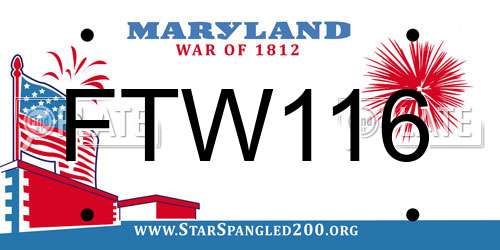 FTW116 Maryland License Plate