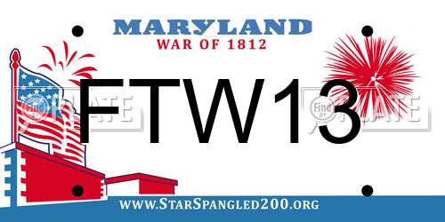 FTW13 Maryland License Plate
