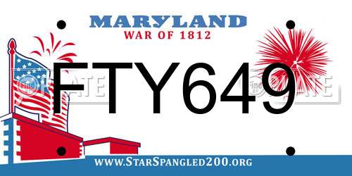 FTY649 Maryland License Plate
