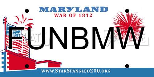 FUNBMW Maryland License Plate