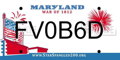 FV0B6D Maryland License Plate