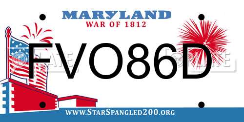 FVO86D Maryland License Plate