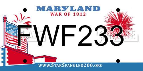 FWF233 Maryland License Plate