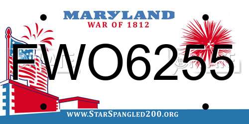 FWO6255 Maryland License Plate