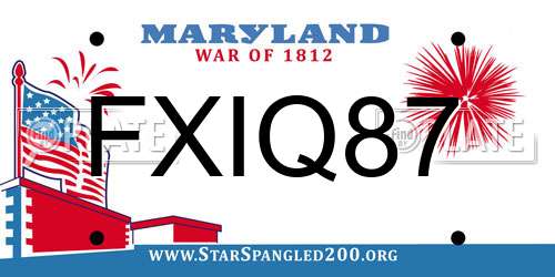 FXIQ87 Maryland License Plate