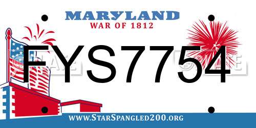 FYS7754 Maryland License Plate