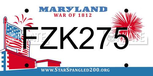 FZK275 Maryland License Plate