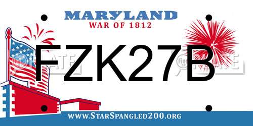 FZK27B Maryland License Plate