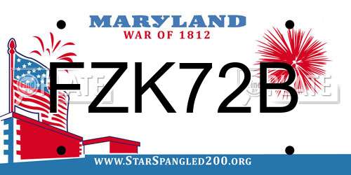 FZK72B Maryland License Plate