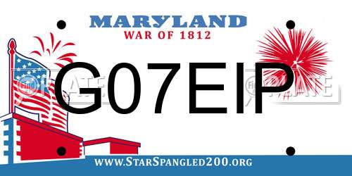 G07EIP Maryland License Plate