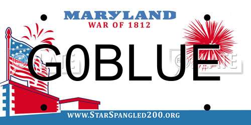 G0BLUE Maryland License Plate