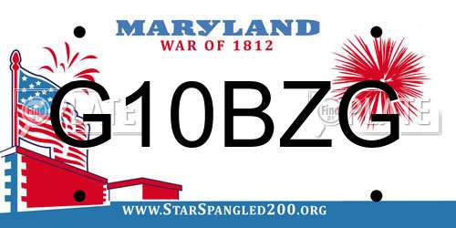 G10BZG Maryland License Plate