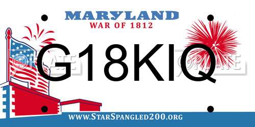 G18KIQ Maryland License Plate
