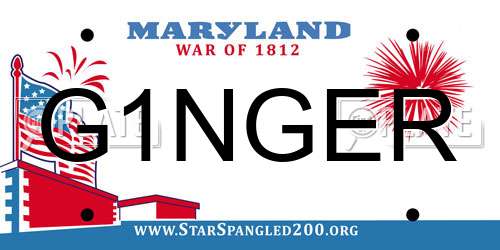G1NGER Maryland License Plate