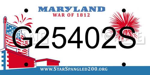 G25402S Maryland License Plate
