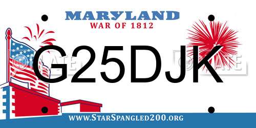 G25DJK Maryland License Plate