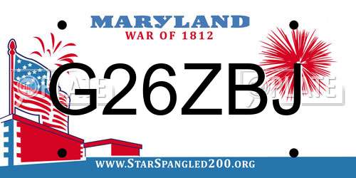 G26ZBJ Maryland License Plate