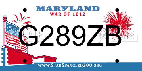 G289ZB Maryland License Plate
