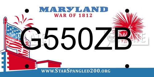 G550ZB Maryland License Plate