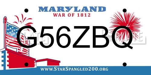 G56ZBQ Maryland License Plate