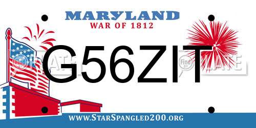 G56ZIT Maryland License Plate