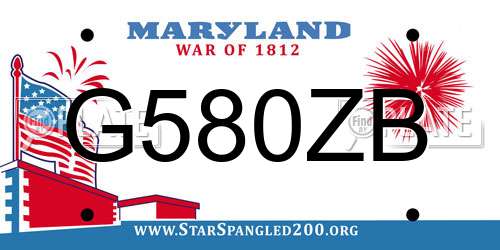 G580ZB Maryland License Plate