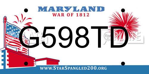 G598TD Maryland License Plate