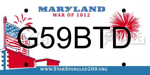 G59BTD Maryland License Plate