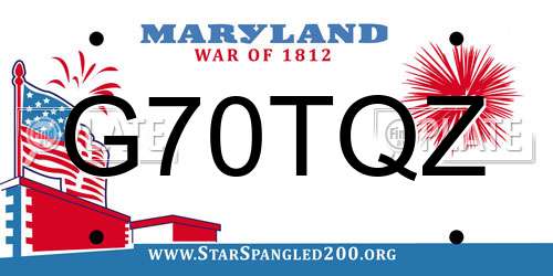 G70TQZ Maryland License Plate