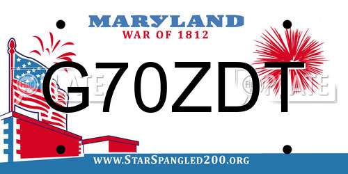 G70ZDT Maryland License Plate