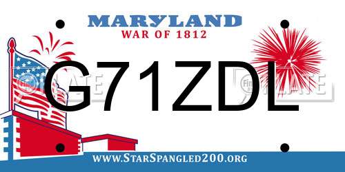 G71ZDL Maryland License Plate