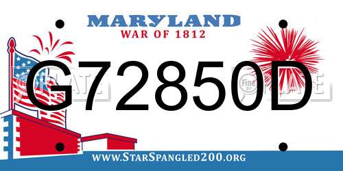G72850D Maryland License Plate