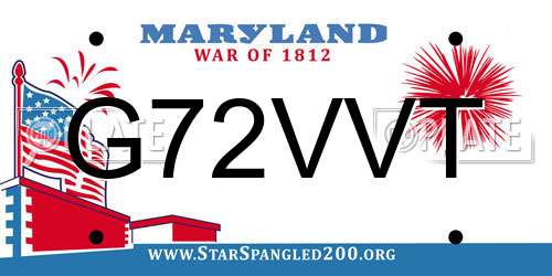 G72VVT Maryland License Plate