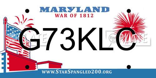 G73KLC Maryland License Plate