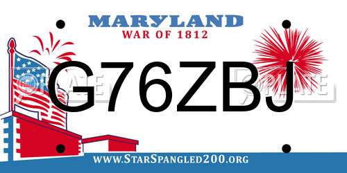 G76ZBJ Maryland License Plate