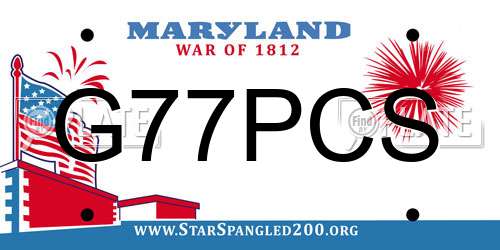 G77PCS Maryland License Plate