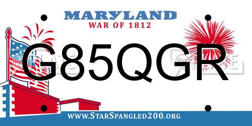 G85QGR Maryland License Plate