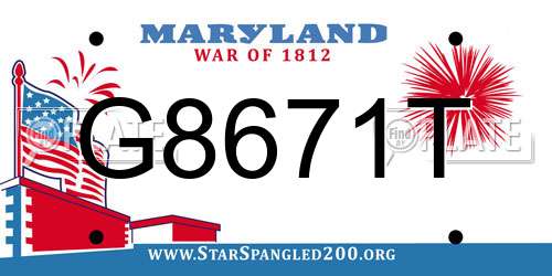 G8671T Maryland License Plate