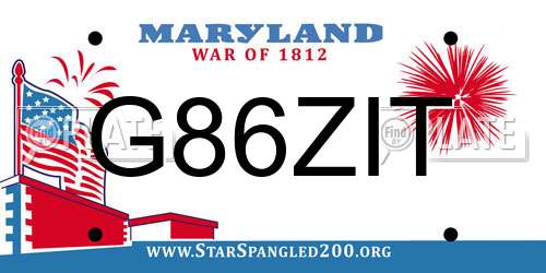 G86ZIT Maryland License Plate