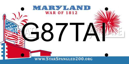 G87TAI Maryland License Plate