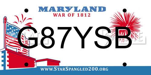G87YSB Maryland License Plate