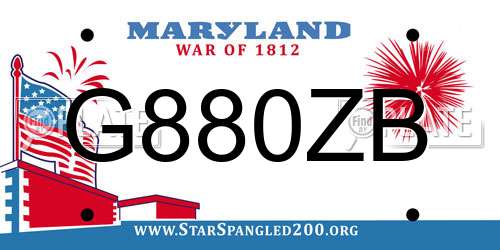 G880ZB Maryland License Plate