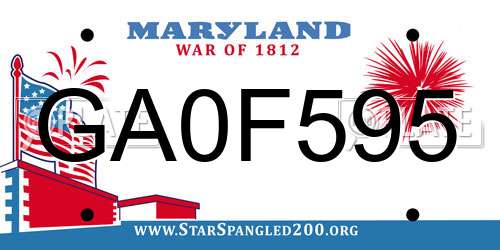 GA0F595 Maryland License Plate