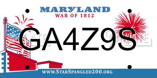 GA4Z9S Maryland License Plate