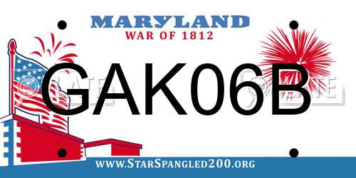 GAK06B Maryland License Plate