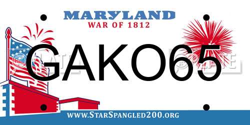 GAKO65 Maryland License Plate