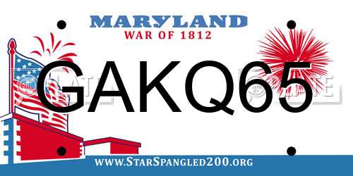 GAKQ65 Maryland License Plate