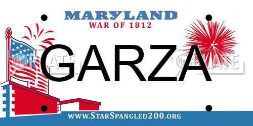 GARZA Maryland License Plate